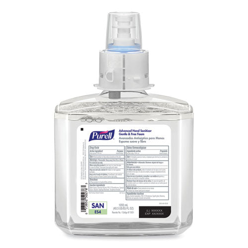 Image of PURELL® 5051-02 Advanced Hand Sanitizer Gentle and Free Foam, 1,200 mL Refill, Fragrance-Free, For ES4 Dispensers, 2/Carton