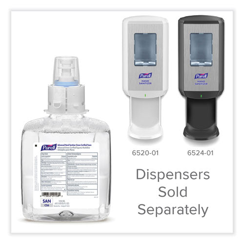 Image of PURELL® 6551-02 Advanced Hand Sanitizer Green Certified Foam Refill, For CS6 Dispensers, 1,200 mL, Fragrance-Free, 2/Carton