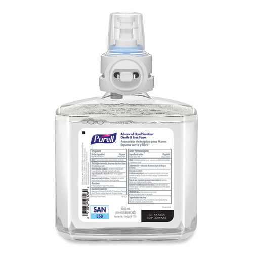 Image of PURELL® 7751-02 Advanced Hand Sanitizer Gentle and Free Foam, 1,200 mL Refill, Fragrance-Free, For ES8 Dispensers, 2/Carton