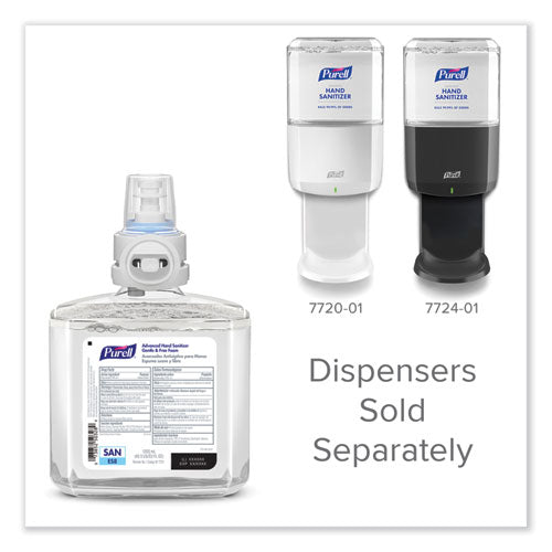 Image of PURELL® 7751-02 Advanced Hand Sanitizer Gentle and Free Foam, 1,200 mL Refill, Fragrance-Free, For ES8 Dispensers, 2/Carton
