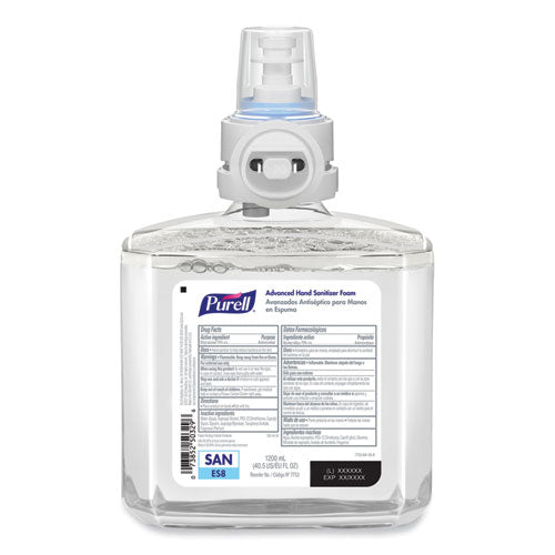 Image of PURELL® 7753-02 Advanced Hand Sanitizer Foam, For ES8 Dispensers, 1,200 mL Refill, Clean Scent, 2/Carton