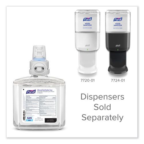 Image of PURELL® 7753-02 Advanced Hand Sanitizer Foam, For ES8 Dispensers, 1,200 mL Refill, Clean Scent, 2/Carton