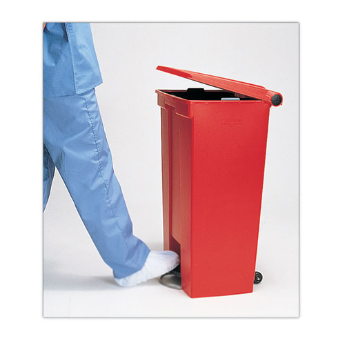 Image of Rubbermaid® Commercial FG614600RED Indoor Utility Step-On Waste Container, 23 gal, Plastic, Red