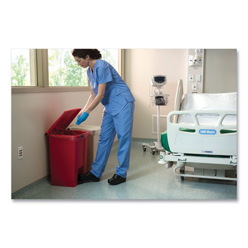 Image of Rubbermaid® Commercial FG614500RED Indoor Utility Step-On Waste Container, 18 gal, Plastic, Red