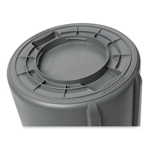 Image of Rubbermaid® Commercial FG265500GRAY Vented Round Brute Container, 55 gal, Plastic,  Gray