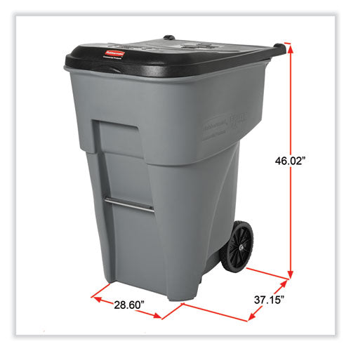 Image of Rubbermaid® Commercial FG9W2200GRAY Brute Roll-Out Heavy-Duty Container, 95 gal, Polyethylene, Gray