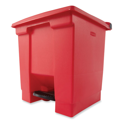 Image of Rubbermaid® Commercial FG614300RED Indoor Utility Step-On Waste Container, 8 gal, Plastic, Red