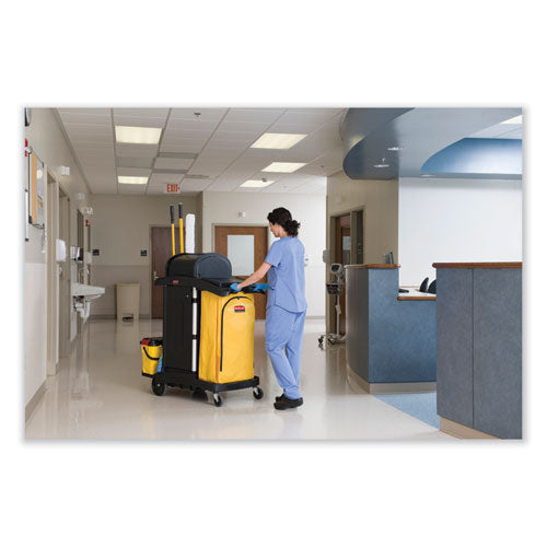 Image of Rubbermaid® Commercial 1966881 Vinyl Cleaning Cart Bag for Rubbermaid Commercial 9T76, 9T77 and 9T78, 34 gal, 17.5" x 10.5" x 33", Yellow