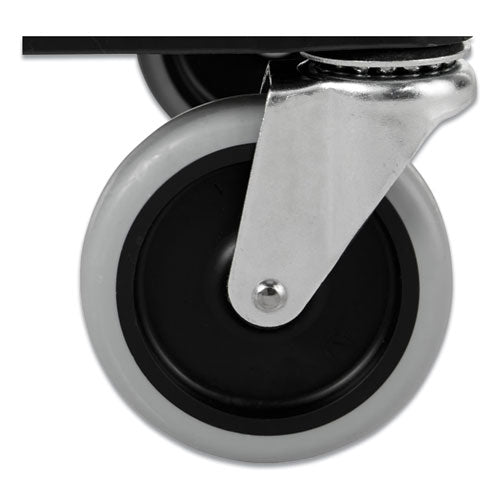 Image of Rubbermaid® Commercial FG345700BLA Utility Cart with Locking Doors, Plastic, 3 Shelves, 200 lb Capacity, 33.63" x 18.63" x 37.75", Black