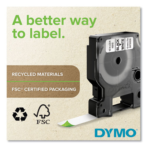 Image of DYMO® 45016/S0720560 D1 High-Performance Polyester Removable Label Tape, 0.5" X 23 Ft, Black On Blue