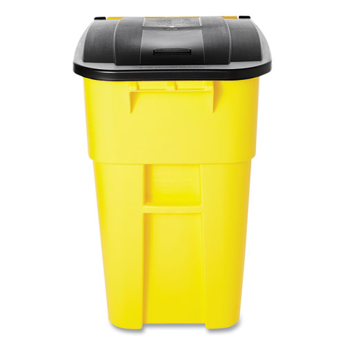 Image of Rubbermaid® Commercial FG9W2700YEL Square Brute Rollout Container, 50 gal, Molded Plastic, Yellow
