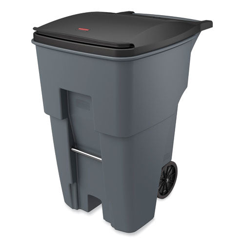 Image of Rubbermaid® Commercial FG9W2200GRAY Brute Roll-Out Heavy-Duty Container, 95 gal, Polyethylene, Gray