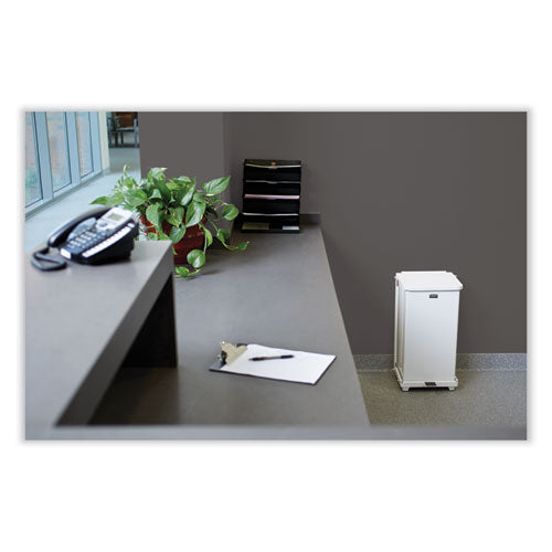 Image of Rubbermaid® Commercial FGST24EPLWH Defenders Heavy-Duty Steel Step Can, 13 gal, Steel, White
