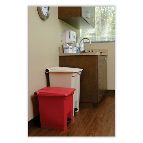 Image of Rubbermaid® Commercial FG614300RED Indoor Utility Step-On Waste Container, 8 gal, Plastic, Red