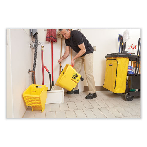 Image of Rubbermaid® Commercial 1966719 Zippered Vinyl Cleaning Cart Bag for Rubbermaid Commercial 6173-88, 24 gal, 17.25" x 10.5" x 30.5", Yellow