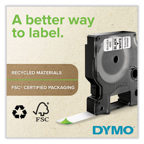 Image of DYMO® 2025517 D1 Standard Labels, 0.5" x 23 ft, Black Print on White Tape, 6/Pack