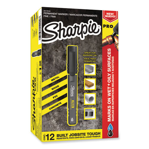 Image of SharpieÂ® Pro Permanent Marker, Fine Bullet Tip, Black, Dozen