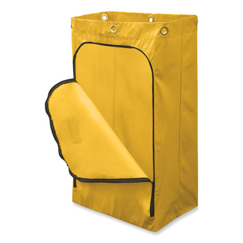 Image of Rubbermaid® Commercial 1966719 Zippered Vinyl Cleaning Cart Bag for Rubbermaid Commercial 6173-88, 24 gal, 17.25" x 10.5" x 30.5", Yellow