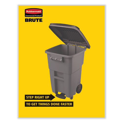 Image of Rubbermaid® Commercial FG9W2100GRAY Brute Roll-Out Heavy-Duty Container, 65 gal, Polyethylene, Gray