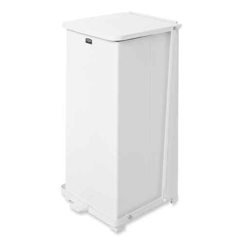 Image of Rubbermaid® Commercial FGST24EPLWH Defenders Heavy-Duty Steel Step Can, 13 gal, Steel, White