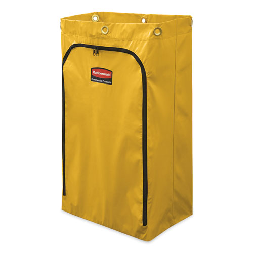 Image of Rubbermaid® Commercial 1966719 Zippered Vinyl Cleaning Cart Bag for Rubbermaid Commercial 6173-88, 24 gal, 17.25" x 10.5" x 30.5", Yellow