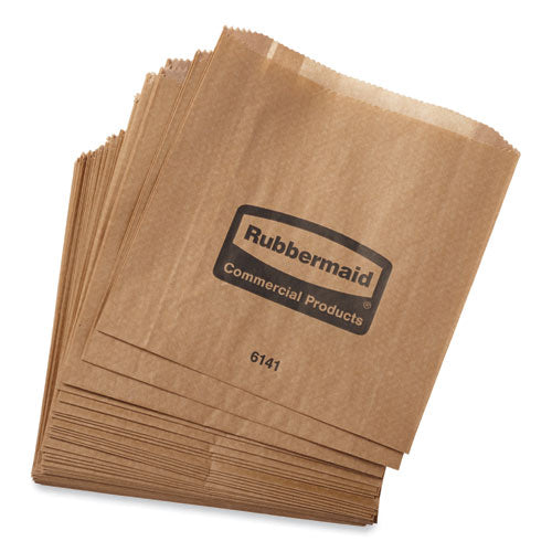 Image of Rubbermaid® Commercial FG6141000000 Waxed Napkin Receptacle Liners, 2.75" x 8.75" x 8.5", Brown, 250/Carton