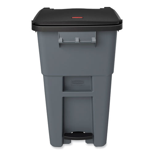 Image of Rubbermaid® Commercial 1971956 Brute Step-On Rollouts, 50 gal, Metal/Plastic, Gray
