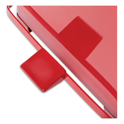 Image of Rubbermaid® Commercial FGST7EPLRD Defenders Heavy-Duty Steel Step Can, 4 gal, Steel, Red