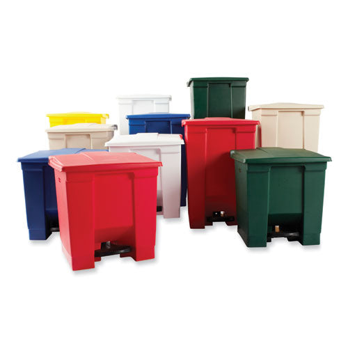 Image of Rubbermaid® Commercial FG614300RED Indoor Utility Step-On Waste Container, 8 gal, Plastic, Red