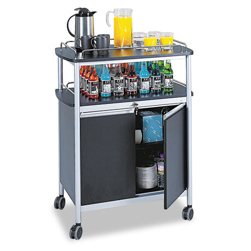 Image of Safco® 8964BL Mobile Beverage Cart, Plastic, 4 Shelves, 33.5" x 21.75" x 43", Black