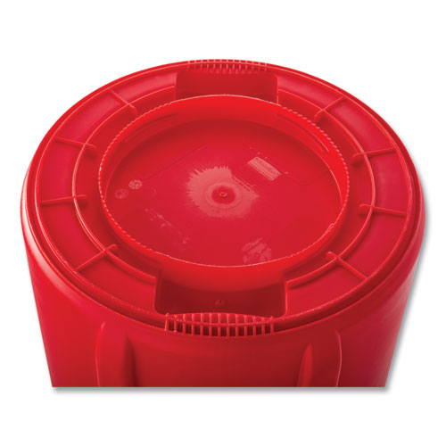 Image of Rubbermaid® Commercial FG263200RED Vented Round Brute Container, 32 gal, Plastic, Red