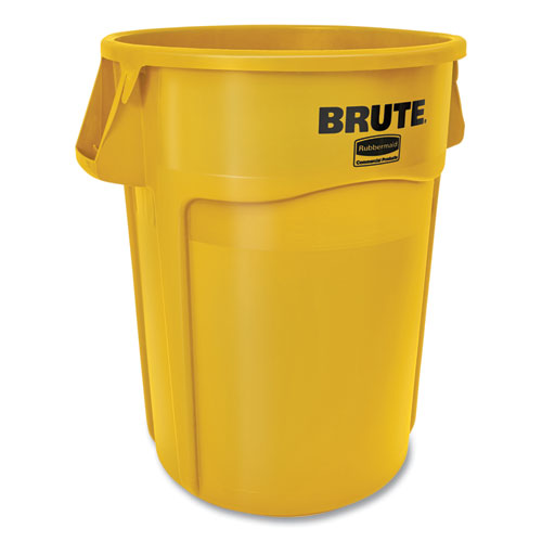 Image of Rubbermaid® Commercial FG264360YEL Vented Round Brute Container, 44 gal, Plastic, Yellow