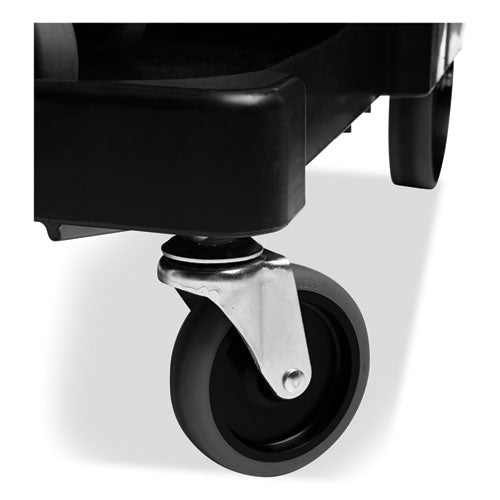 Image of Rubbermaid® Commercial 1861430 Executive Janitorial Cleaning Cart, Plastic, 4 Shelves, 1 Bin, 21.75" x 46" x 38.38", Black