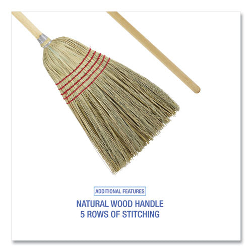 Image of Boardwalk® BWK926YEA Parlor Broom, Yucca/corn Fiber Bristles, 55.5" Overall Length, Natural