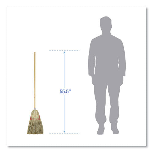 Image of Boardwalk® BWK926YEA Parlor Broom, Yucca/corn Fiber Bristles, 55.5" Overall Length, Natural
