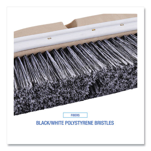 Image of Boardwalk® BWK8410 Polystyrene Vehicle Brush with Vinyl Bumper, Black/White Polystyrene Bristles, 10" Brush