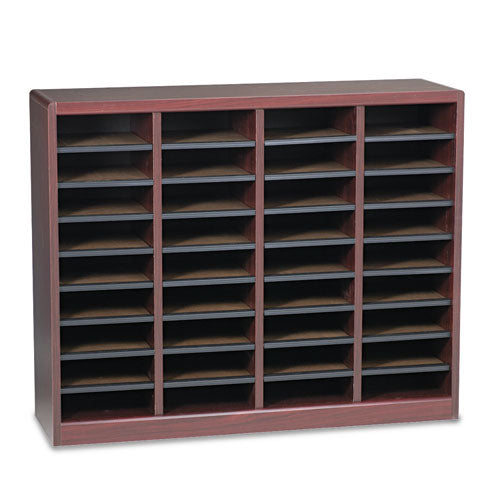 Image of SafcoÂ® WOOD/FIBERBOARD E-Z STOR SORTER, 36 COMPARTMENTS, 40 X 11.75 X 32.5, MAHOGANY