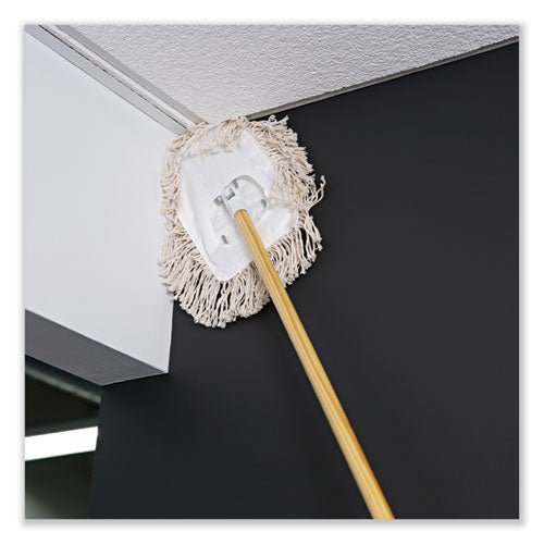 Image of Boardwalk® BWK1492 Wedge Dust Mop Head Frame/Lacquered Wood Handle, 0.94" dia x 48" Length, Natural