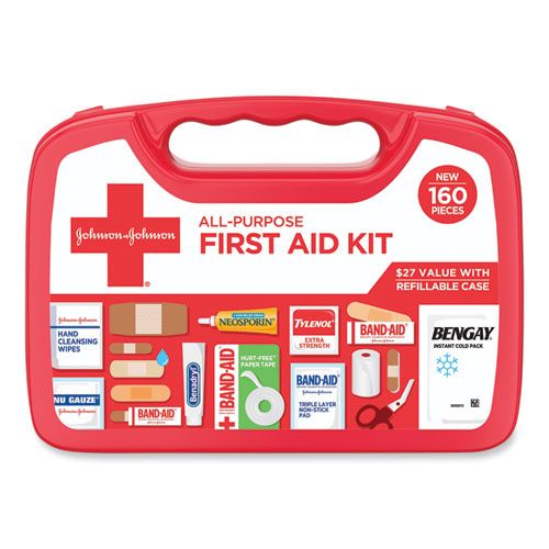 Image of Johnson & Johnson® Red Cross® 202045 All-Purpose First Aid Kit, 160 Pieces, Plastic Case