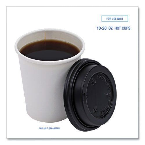 Image of Boardwalk® BWKHOTBL1020 Hot Cup Lids, Fits 10 oz to 20 oz Hot Cup, Plastic, Black, 1,000/Carton