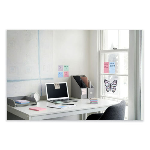 Image of Post-it® Notes Super Sticky 654R-5SSNRP 100% Recycled Paper Super Sticky Notes, 3" x 3", Wanderlust Pastels, 70 Sheets/Pad, 5 Pads/Pack