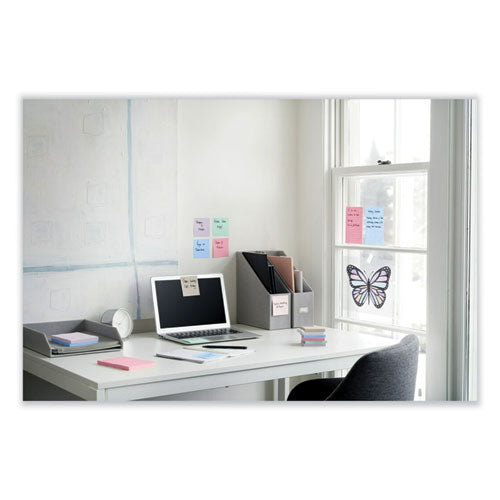 Image of Post-it® Notes Super Sticky 654R-12SSNRP 100% Recycled Paper Super Sticky Notes, 3" x 3", Wanderlust Pastels, 70 Sheets/Pad, 12 Pads/Pack