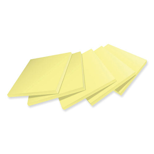 Image of Post-it® Notes Super Sticky 654R-5SSCY 100% Recycled Paper Super Sticky Notes, 3" x 3", Canary Yellow, 70 Sheets/Pad, 5 Pads/Pack