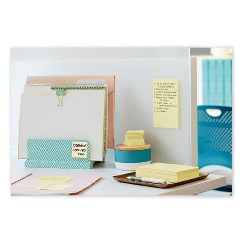 Image of Post-it® Notes Super Sticky 4621R-4SSCY 100% Recycled Paper Super Sticky Notes, Ruled, 4" x 6", Canary Yellow, 45 Sheets/Pad, 4 Pads/Pack