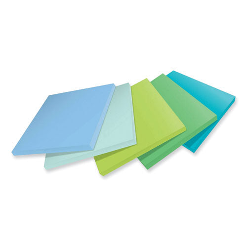 Image of Post-it® Notes Super Sticky 654R-5SST 100% Recycled Paper Super Sticky Notes, 3" x 3", Oasis, 70 Sheets/Pad, 5 Pads/Pack