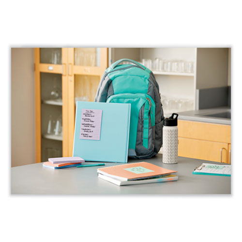 Image of Post-it® Notes Super Sticky 4621R-4SSNRP 100% Recycled Paper Super Sticky Notes, Ruled, 4" x 6", Wanderlust Pastels, 45 Sheets/Pad, 4 Pads/Pack