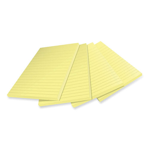 Image of Post-it® Notes Super Sticky 4621R-4SSCY 100% Recycled Paper Super Sticky Notes, Ruled, 4" x 6", Canary Yellow, 45 Sheets/Pad, 4 Pads/Pack