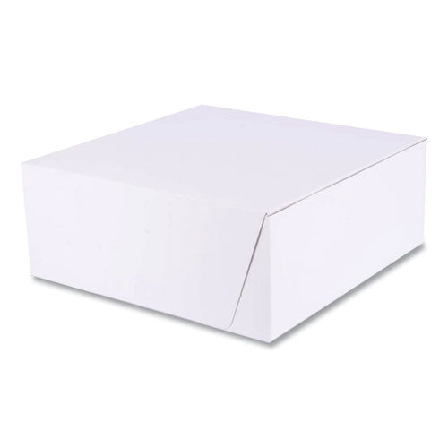Image of SCT® 1573 White One-Piece Non-Window Bakery Boxes, Standard, 10 x 10 x 4, White, Paper, 100/Bundle