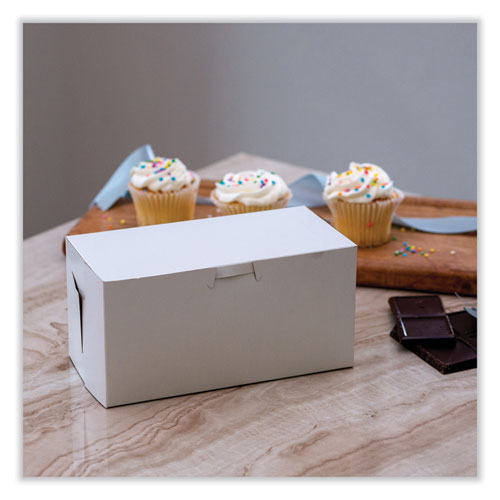 Image of SCT® 1549 White One-Piece Non-Window Bakery Boxes, Standard, 9 x 5 x 4, White, Paper, 250/Bundle