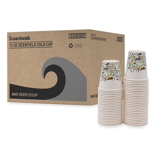 Image of BoardwalkÂ® Deerfield Printed Paper Cold Cups, 12 oz, 50/Sleeve, 20 Sleeves/Carton